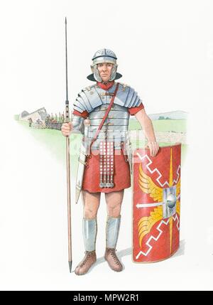 Roman legionary soldier, c120 (2014). Artist: Nick Hardcastle. Stock Photo