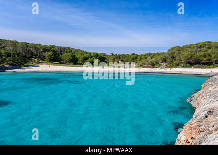 Beautiful Beach of Cala S'Amarador at Mondrago - Natural Park on Majorca Spain, Balearic Islands, Mediterranean Sea, Europe Stock Photo