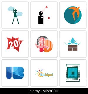Set Of 9 simple editable icons such as sem, preschool, ib, water resistant, pirate mascot, 20% off, swift, symptoms, ambition, can be used for mobile, Stock Vector