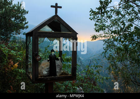 A holy shrine of an orthodox belief on a side of the road to Lebanon famous Qadisha Valley with its Monastery and other christian settlements Stock Photo