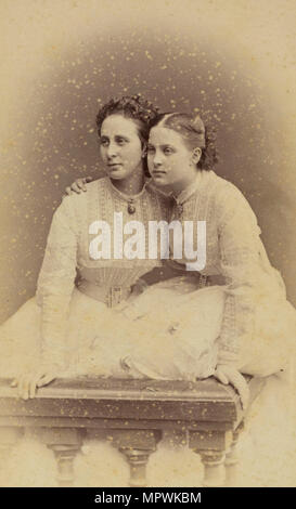 Portrait of Grand Duchess Alexandra Iosifovna (1830-1911) and Grand Duchess Olga Constantinovna of R Stock Photo