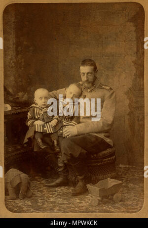 Grand Duke Constantine Constantinovich of Russia with sons, John Konstantinovich and Gabriel Konstan Stock Photo