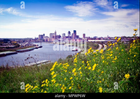 St. Paul, the capital city of Minnesota, is situated on the Mississippi River. Stock Photo