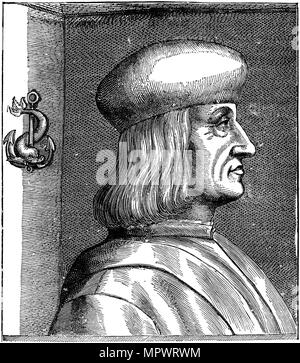 Portrait of Aldus Pius Manutius (1449-1515), 16th century. Stock Photo
