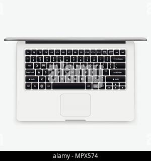 Open Modern Laptop. Top View. Vector Illustration Stock Vector