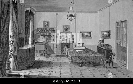 Faraday's Study at the Royal Institution, from The Life and Letters of Faraday, pub. 1870 (lithograp Stock Photo