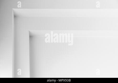 Abstract architecture background, white interior fragment with corner decoration Stock Photo