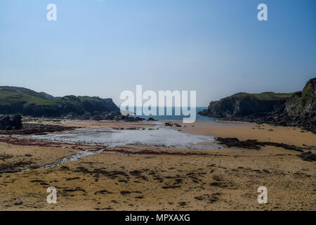 Beach and sea view at Porth Dafarch Anglesey, North Wales, UK Stock Photo