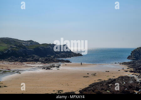Beach and sea view at Porth Dafarch Anglesey, North Wales, UK Stock Photo