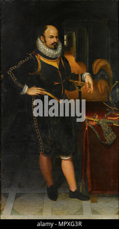 Portrait of a Gentleman in Armor, 1581. Stock Photo