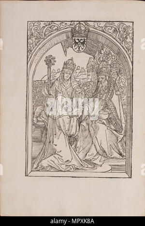 Hrotsvit or Hrotsvitha of Gandersheim presents Emperor Otto the Great ...