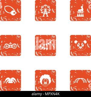 Showbiz icons set, grunge style Stock Vector