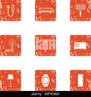 Fitter icons set, grunge style Stock Vector