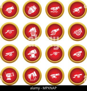 Cannon retro icons set, simple style Stock Vector