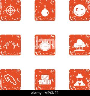 Whistleblower icons set, grunge style Stock Vector
