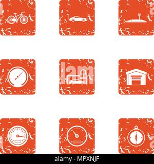 Home garage icons set, grunge style Stock Vector