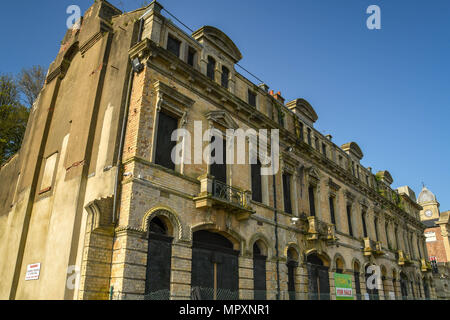 The derelict Marine Buildings near Penarth Marina and the Cardiff Bay barrage. It is Grade II listed. Stock Photo