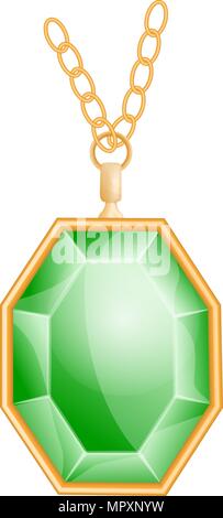 Green gemstone mockup, realistic style Stock Vector