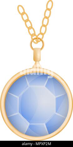 Aquamarine pendant mockup, realistic style Stock Vector