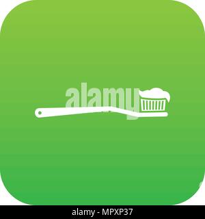Toothbrush icon digital green Stock Vector