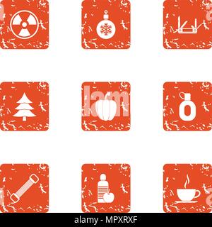 Purifying icons set, grunge style Stock Vector