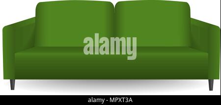 Green modern sofa mockup, realistic style Stock Vector