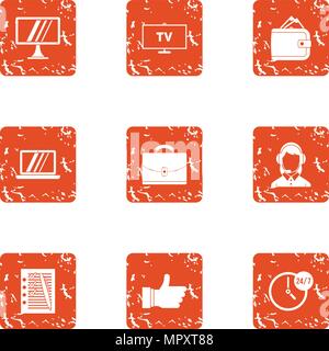 Digital screen icons set, grunge style Stock Vector
