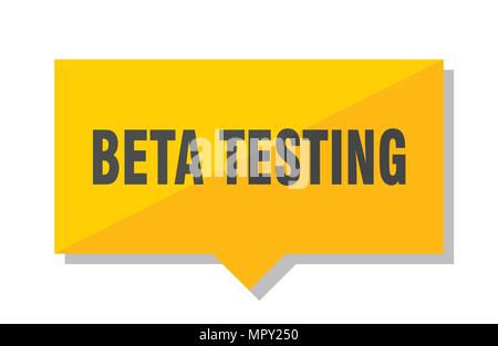 beta testing yellow square price tag Stock Vector