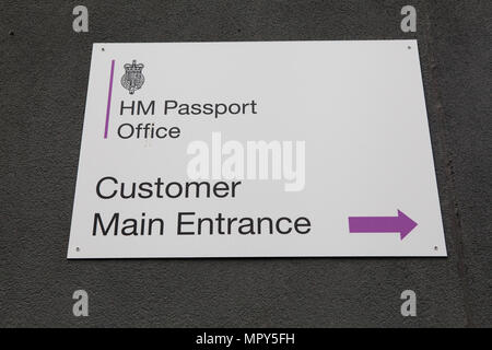 HM Passport Office sign in Liverpool Stock Photo