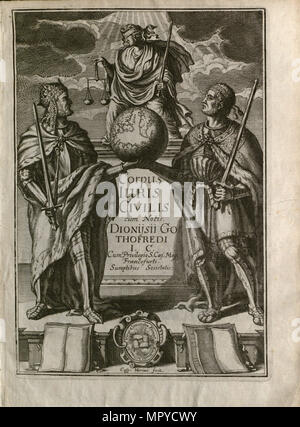 Justinianus Corpus Iuris Civilis (Body of Civil Law). Frontispiece, 1663. Stock Photo