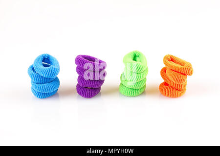 Hair elastic bands isolated on the white background Stock Photo