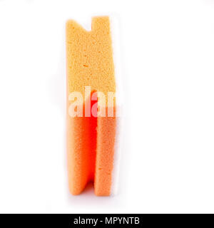 colored sponges close up cleaners, detergents, household cleaning sponge for cleaning on white background Stock Photo
