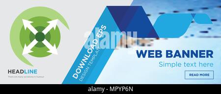 extend concept horizontal webpage banner template design on abstract background with flat modern isolated vector icon and geometric shapes. Stock Vector