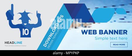 sports fan concept horizontal webpage banner template design on abstract background with flat modern isolated vector icon and geometric shapes. Stock Vector