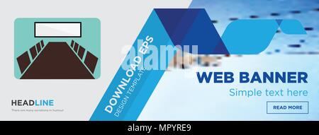 conference room concept horizontal webpage banner template design on abstract background with flat modern isolated vector icon and geometric shapes. Stock Vector