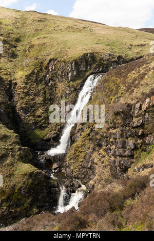 A section of the Grey Mare's Tail or Roaring Linn waterfall, near Moffat, Dumfries & Galloway, Scotland, UK Stock Photo