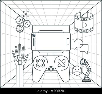 video game control with virtual reality icons Stock Vector