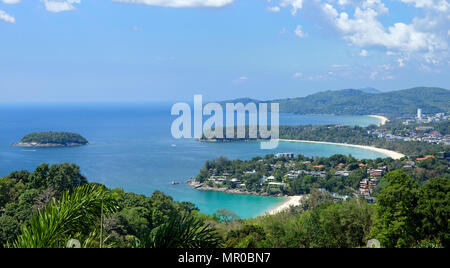 Panoramic view Kathani and Kata beaches from Karon viewpoint  Phuket Thailand Stock Photo