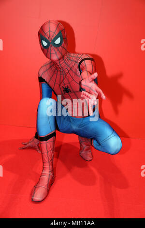 London, UK. 25th May 2018. Participant dressed Spiderman at the MCM Comic Con London festival at Excel in London, England Credit: Paul Brown/Alamy Live News Stock Photo