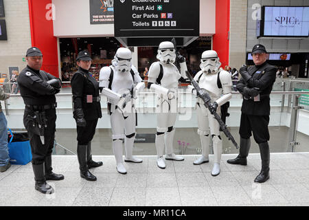 London, UK. 25th May 2018. Star Wars Stormtroopers at the MCM Comic Con London festival at Excel in London, England Credit: Paul Brown/Alamy Live News Stock Photo