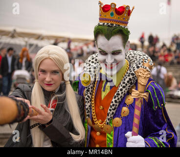 ExCel, London, UK. 25 May, 2018. Cosplayers descend on ExCel for the huge Comic Con weekend featuring gaming, superheroes, Star Wars, comics and TV and Film zones. Credit: Malcolm Park/Alamy Live News. Stock Photo
