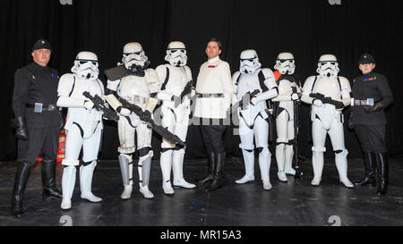ExCel, London, 25th May 2018. The Star Wars Stormtroopers have arrived. Cosplayers, Comic Characters, Superheros and costumed visitors come together for MCM Comicon's London Opening Day 2018, running at ExCel Exhibition Centre May 25-27th. Credit: Imageplotter News and Sports/Alamy Live News Stock Photo