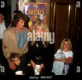 INGLEWOOD, CA - MARCH 6: Actor Michael Landon, son Sean Landon, wife Cindy Landon and daughter Jennifer Landon attend the Moscow Circus Opening Night Performance on March 6, 1991 at the Great Western Forum in Inglewood, California. Photo by Barry King/Alamy Stock Photo Stock Photo