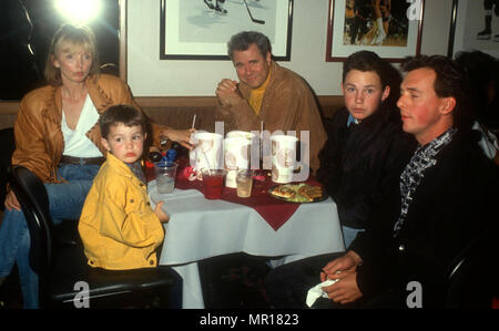 INGLEWOOD, CA - MARCH 6: Elizabeth Larroquette, actor John Larroquette and sons Benjamin Larroquette and Jonathan Larroquette attend the Moscow Circus Opening Night Performance on March 6, 1991 at the Great Western Forum in Inglewood, California. Photo by Barry King/Alamy Stock Photo Stock Photo