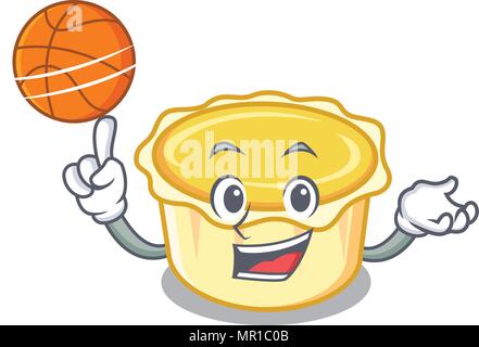 With basketball egg tart character cartoon Stock Vector