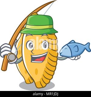 Fishing pastel mascot cartoon style Stock Vector