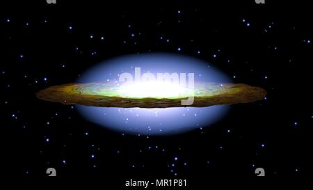 Sombrero Galaxy M104 in constellation Virgo, 3d render Stock Photo