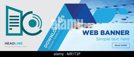 datacenter concept horizontal webpage banner template design on abstract background with flat modern isolated vector icon and geometric shapes Stock Vector