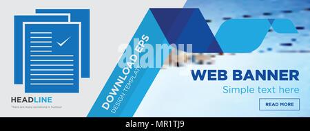 specification concept horizontal webpage banner template design on abstract background with flat modern isolated vector icon and geometric shapes Stock Vector