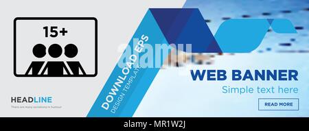 number of players concept horizontal webpage banner template design on abstract background with flat modern isolated vector icon and geometric shapes Stock Vector
